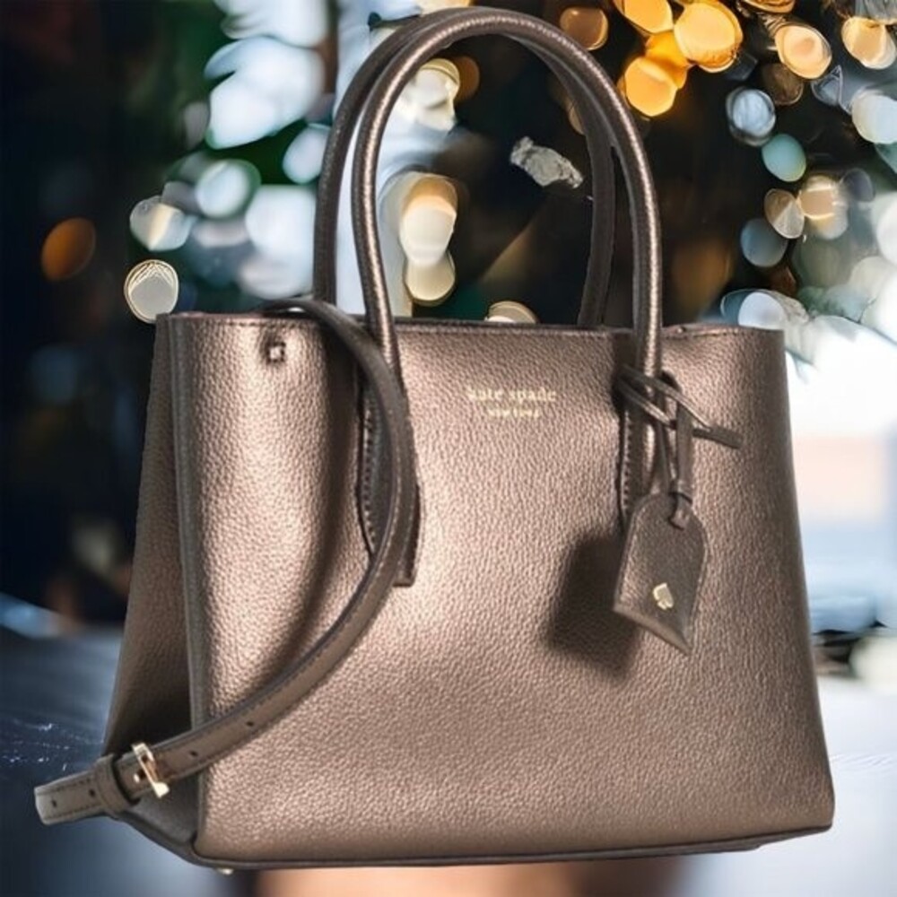 Kate Spade Eva Satchel Bag NWT Ash Metallic Leather Cross Body Strap (Wkru6114)